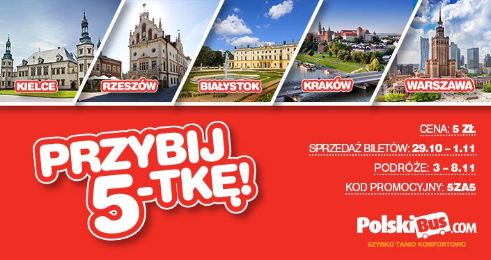 Kod promocyjny na PolskiBus: jesienna 5-teczka!