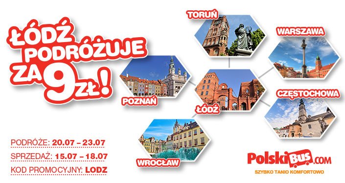 Kod promocyjny na PolskiBus: Łódź podróżuje za 9 PLN!