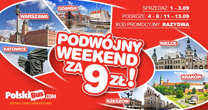Kod promocyjny na PolskiBus: podwójny weekend za 9 PLN!