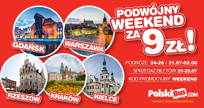Kod promocyjny na PolskiBus: podwójny weekend za 9 zł!