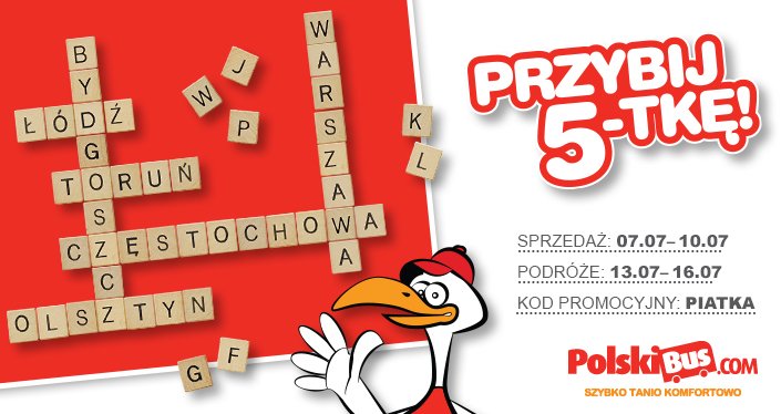 Kod promocyjny od PolskiBus: Przybij 5-tkę 2