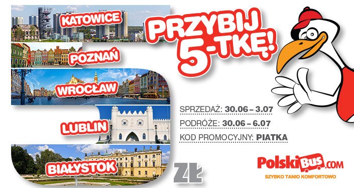 Kod promocyjny od PolskiBus: Przybij 5-tkę