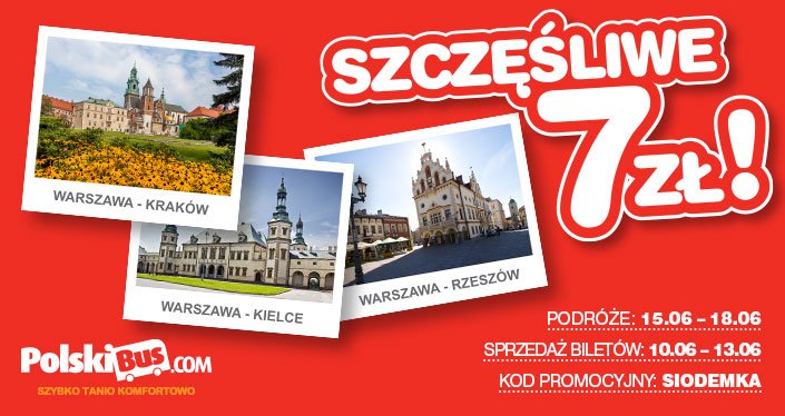 Kod promocyjny od PolskiBus: Szczęśliwa Siódemka