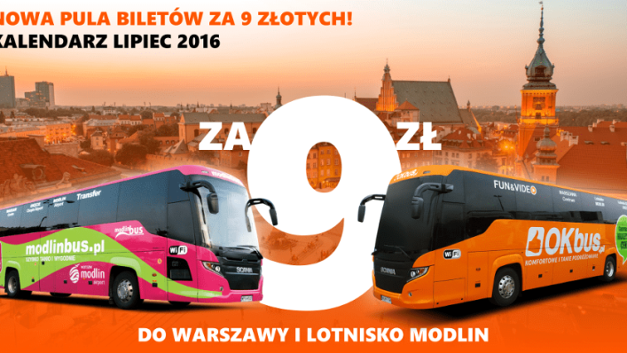 Nowa pula biletów za 9 PLN w Modlinbus oraz OKbus !