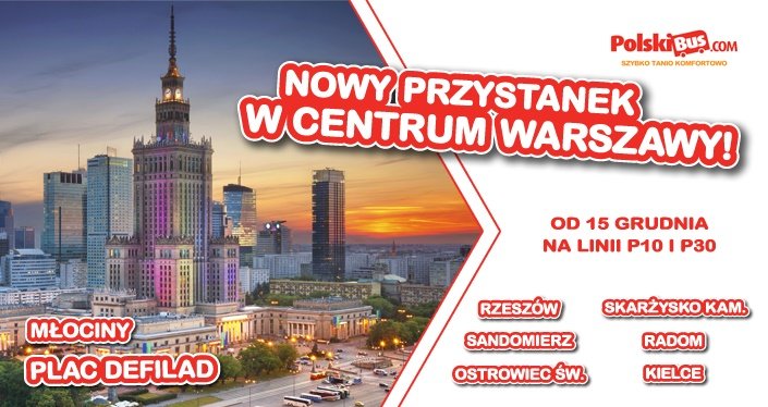 PolskiBus: Nowy przystanek w centrum Warszawy!