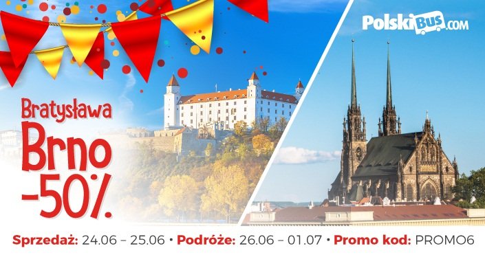 PolskiBus: 50% urodzinowego rabatu na Bratysławę lub Brno!
