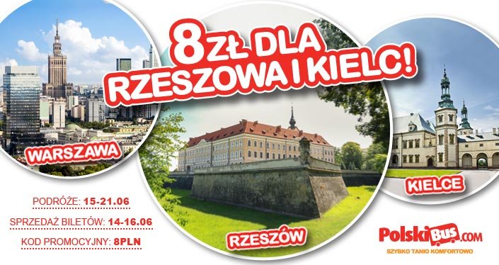PolskiBus: 8 PLN dla Rzeszowa i Kielc !