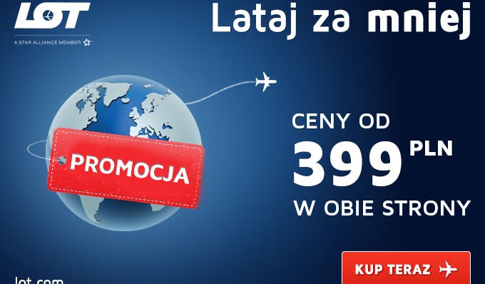 Promocja! Specjalna oferta do 70% taniej od Polskich Linii Lotniczych Lot