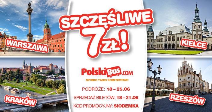 Kod promocyjny od PolskiBus: kolejna odsłona promocji Szczęśliwa Siódemka