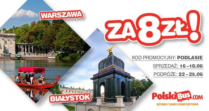 Kod promocyjny od PolskiBus: na trasie Warszawa-Białystok