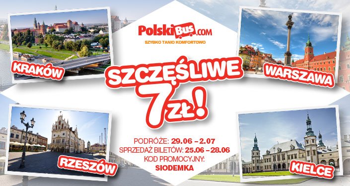 Kod promocyjny od PolskiBus: Szczęśliwa Siódemka 3