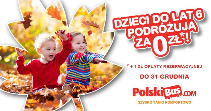 PolskiBus: dzieci do lat 6 do końca roku 2016 podróżują za 0 PLN !