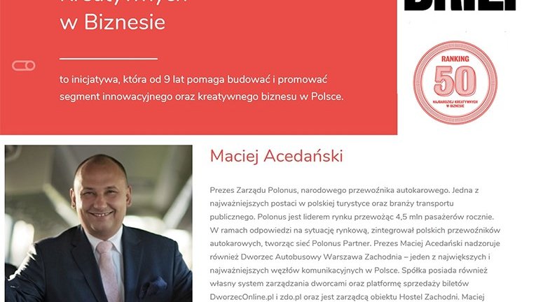 Prezes Polonus wśród 50 Najbardziej Kreatywnych w Biznesie!